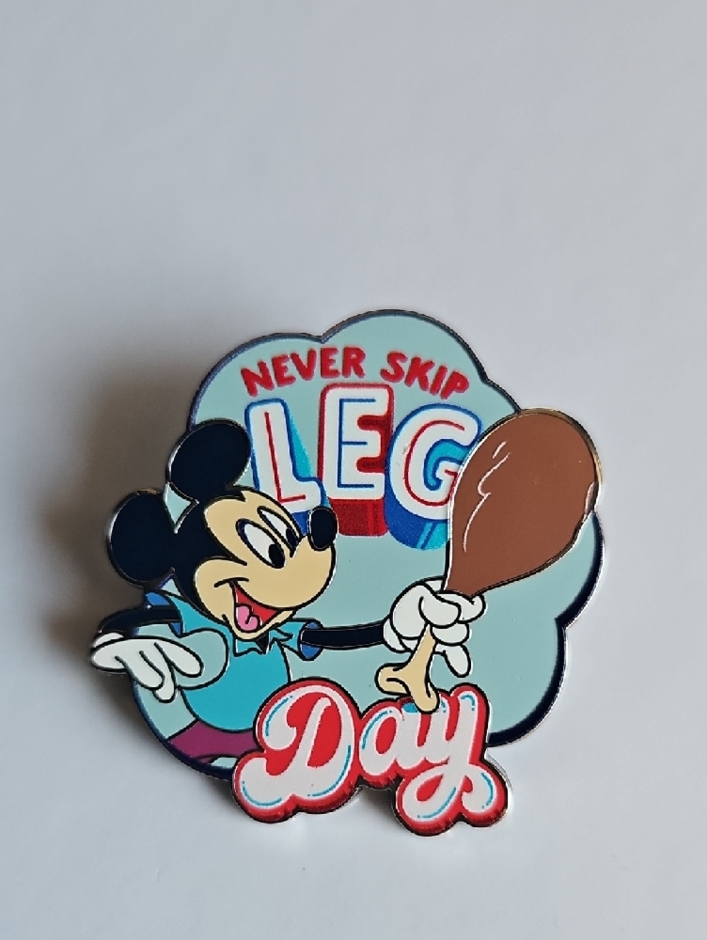 (3/$60) Disney Mickey Mouse 'Never Skip Leg Day' Pin